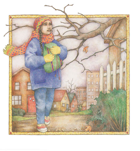Gita walking - illustration from Lights for Gita